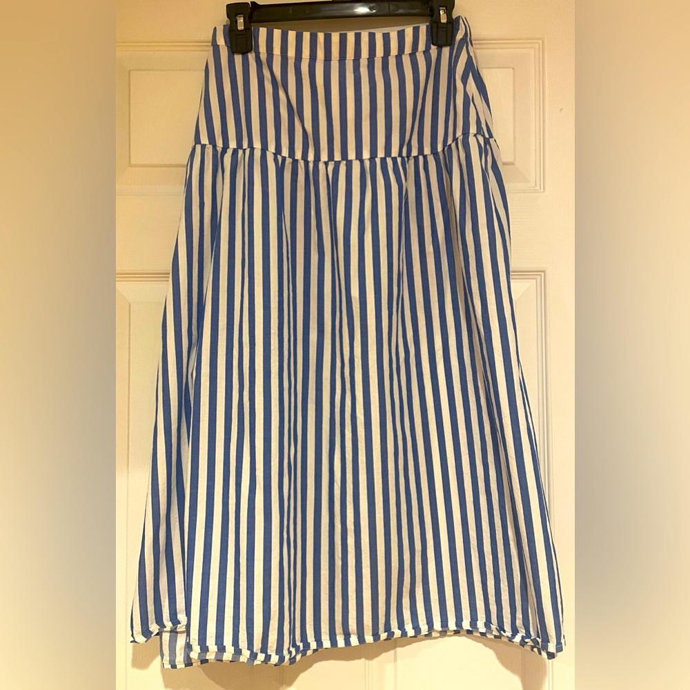 Old Navy Blue and White Striped Midi Skirt